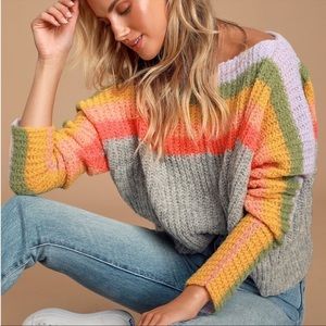 NEW Free People See The Rainbow Knit Alpaca Sweater Size Medium
